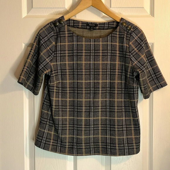 RW&CO cropped top women’s S checkered engraved button detail on shoulders - Picture 1 of 9